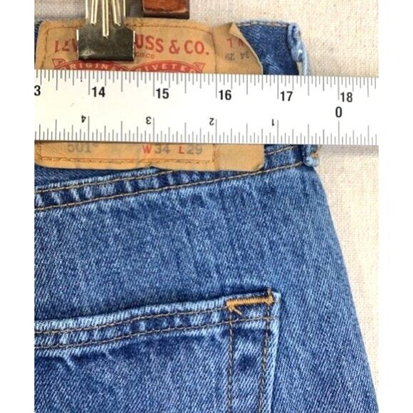 Levis 501XX Original Fit Button-Fly Jeans W34 L29 Blue Straight Leg Button Fly - Picture 5 of 12